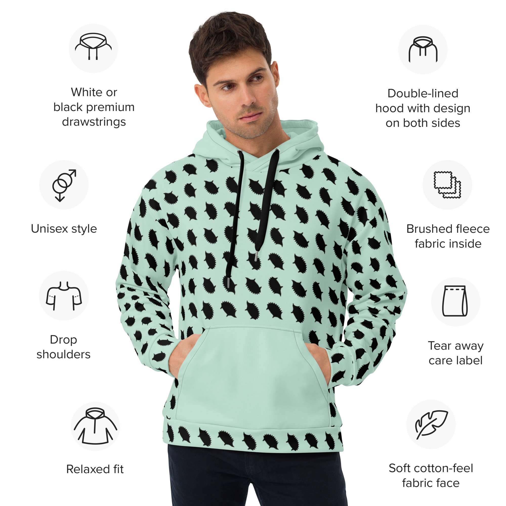 Hedgehog Hoodie in Mint - Image 8