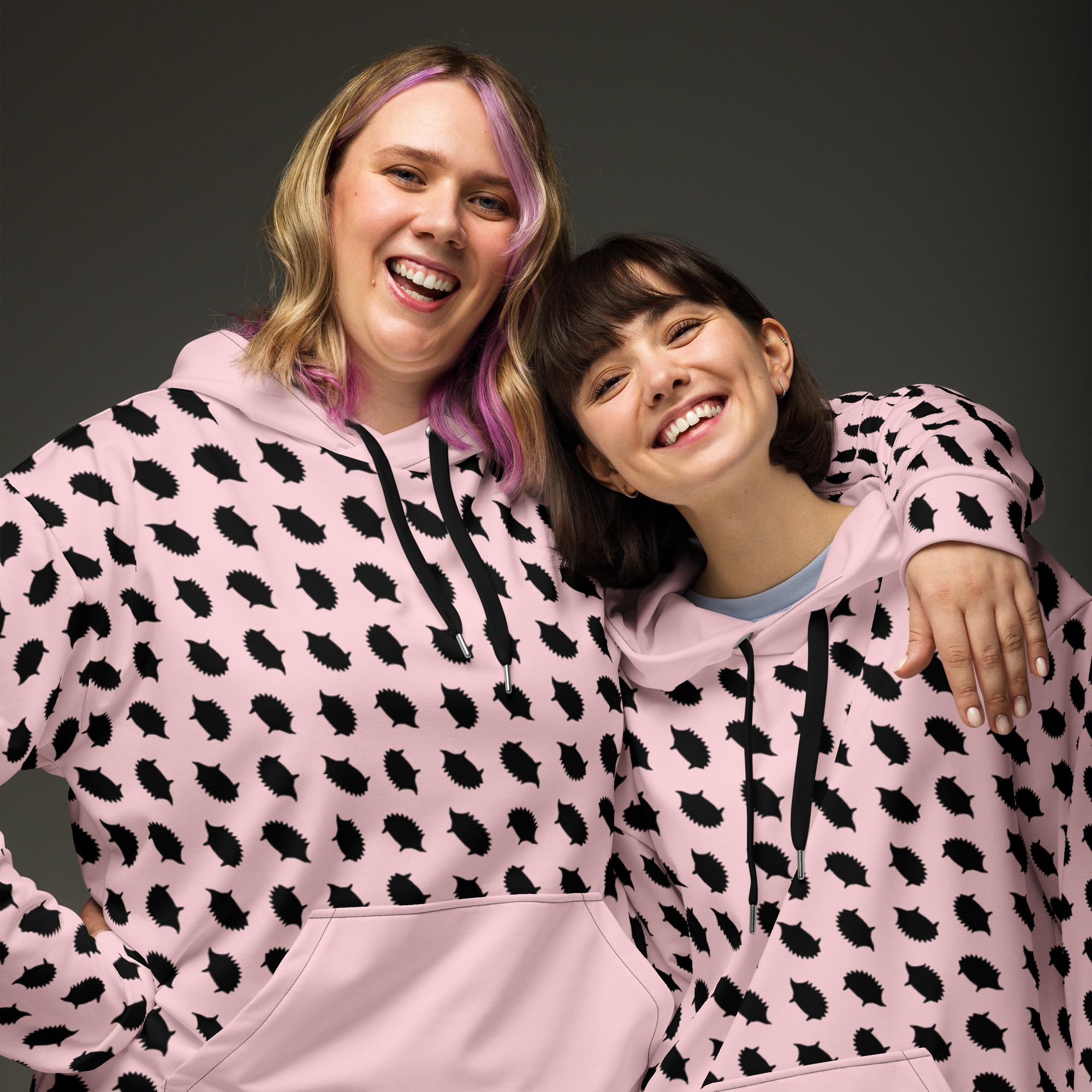 Hedgehog Print Hoodie in Pink