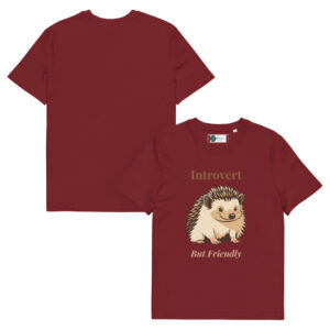 Introvert But Friendly T-shirt in Burgundy